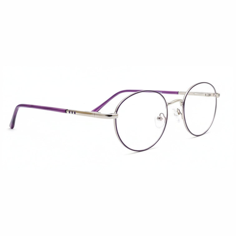 Fashion Style Lavender Optical Frame - Silver Round Eyeglasses with Purple Accents-2