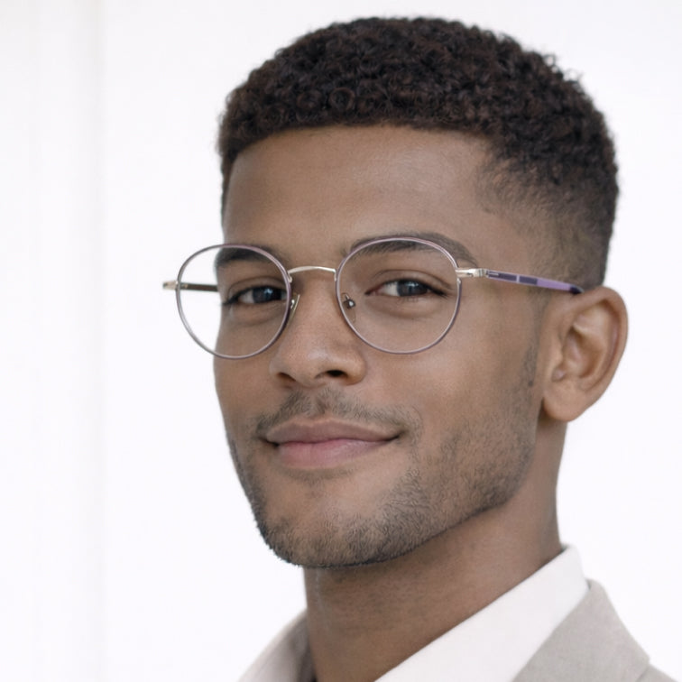 Fashion Style Lavender Optical Frame - Silver Round Eyeglasses with Purple Accents-6