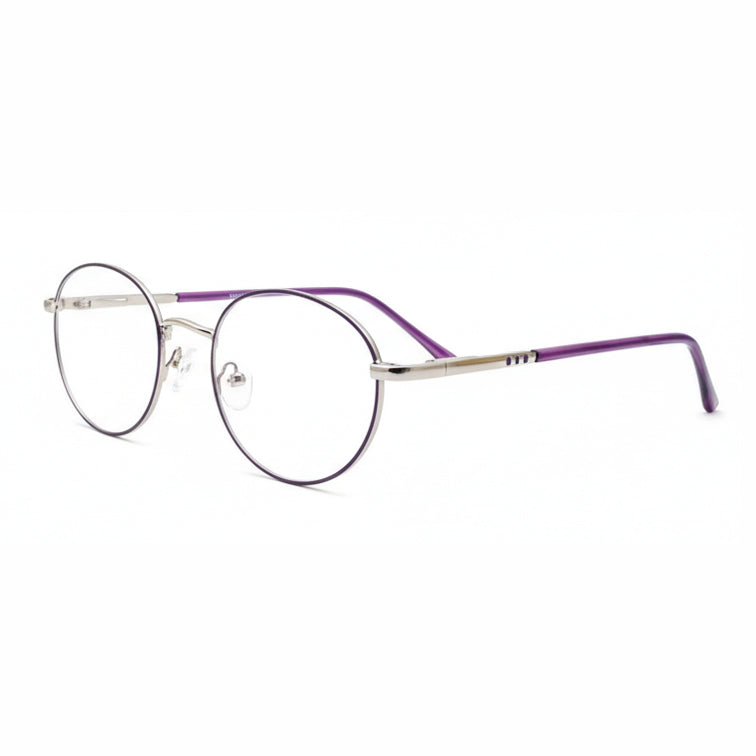 Fashion Style Lavender Optical Frame - Silver Round Eyeglasses with Purple Accents-3