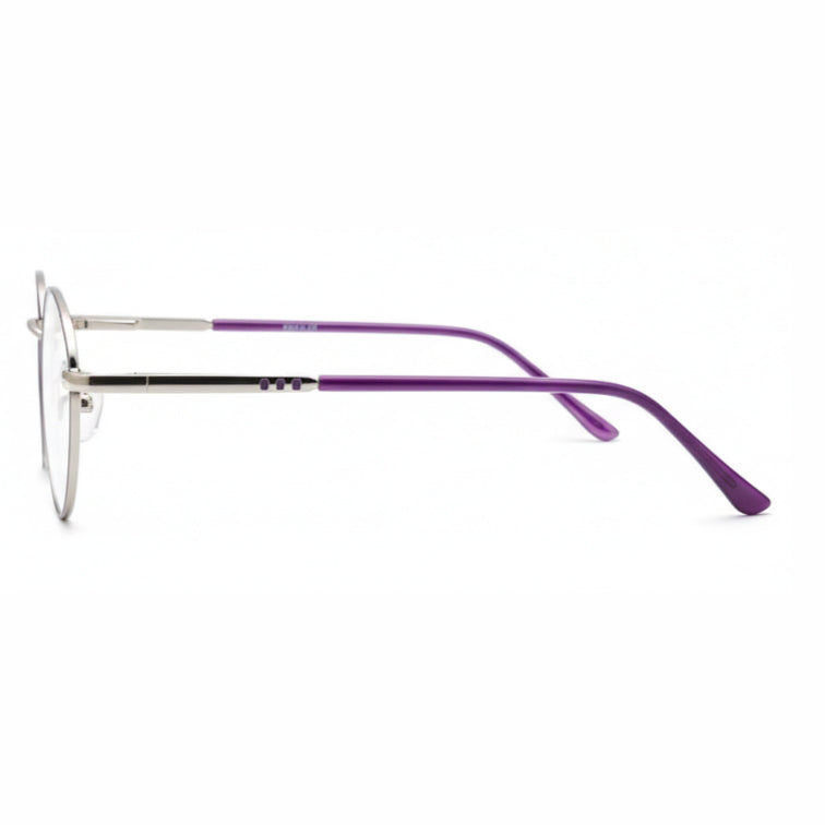Fashion Style Lavender Optical Frame - Silver Round Eyeglasses with Purple Accents-zoom-4