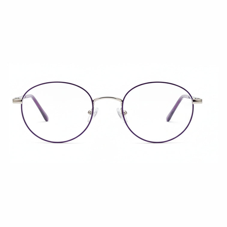Fashion Style Lavender Optical Frame - Silver Round Eyeglasses with Purple Accents-1