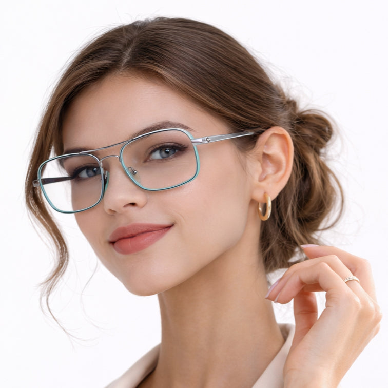 Teal Aviator - Double Bridge Navigator Eyeglasses-zoom-5