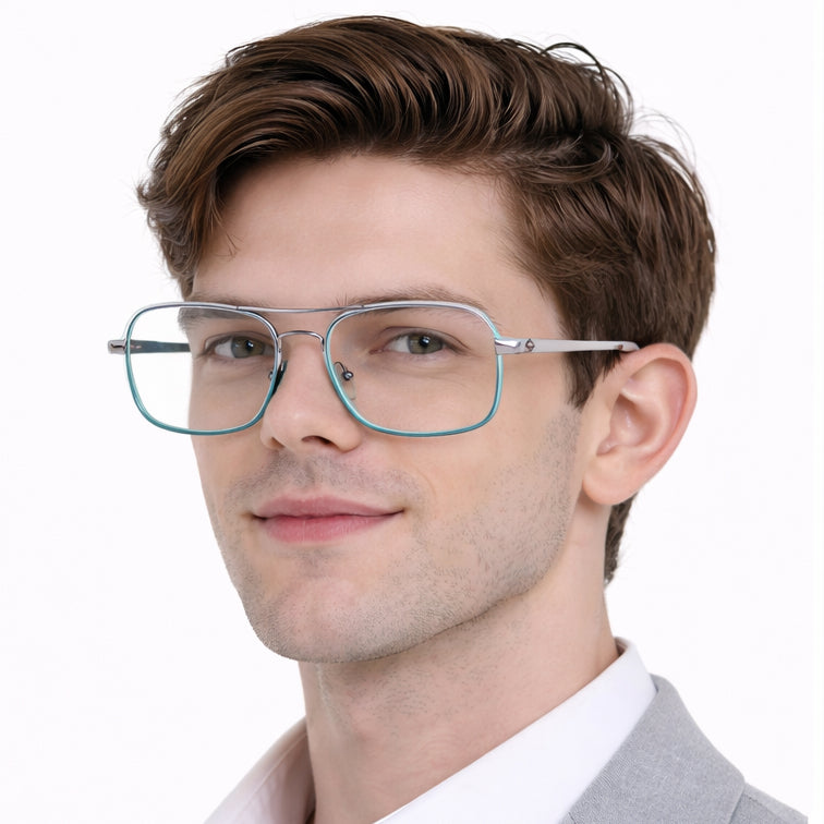Teal Aviator - Double Bridge Navigator Eyeglasses-6