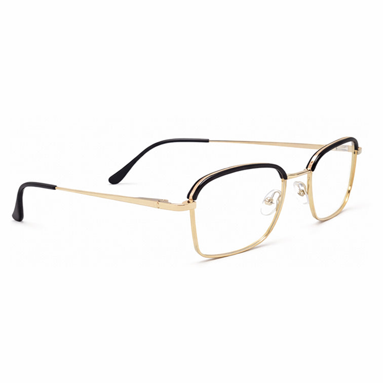 Sophisticated Gold & Black Metal Frame Eyeglasses - Modern Rectangular Design-3