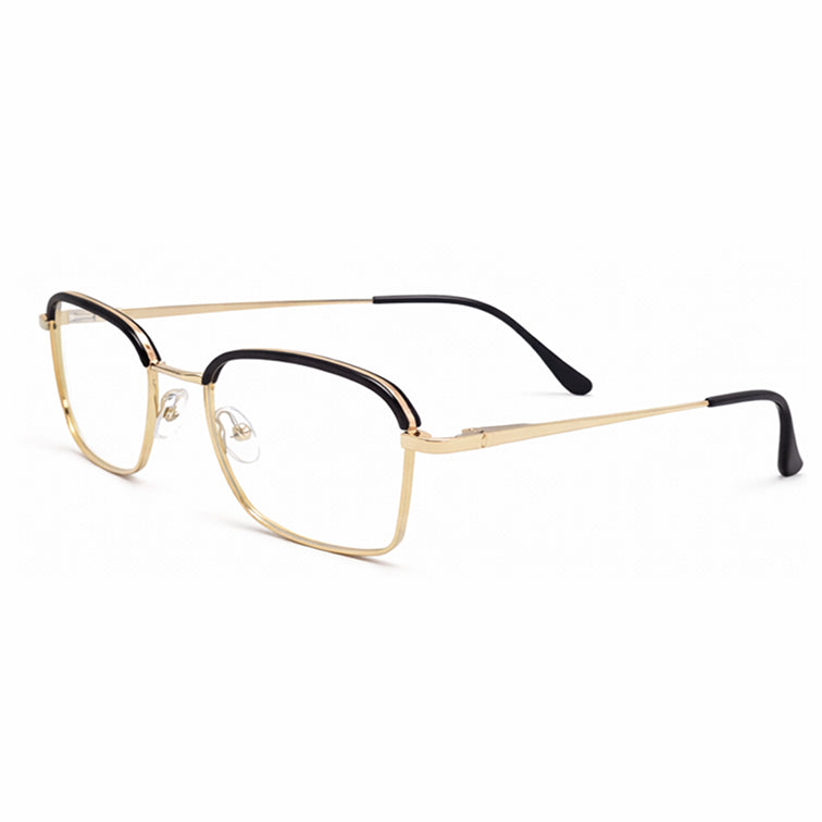 Sophisticated Gold & Black Metal Frame Eyeglasses - Modern Rectangular Design-zoom-2