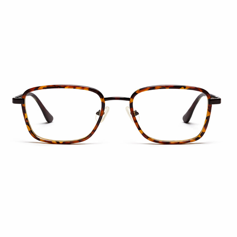 Vintage Tortoise Hybrid Frame Eyeglasses - Premium Metal & Acetate Design-1