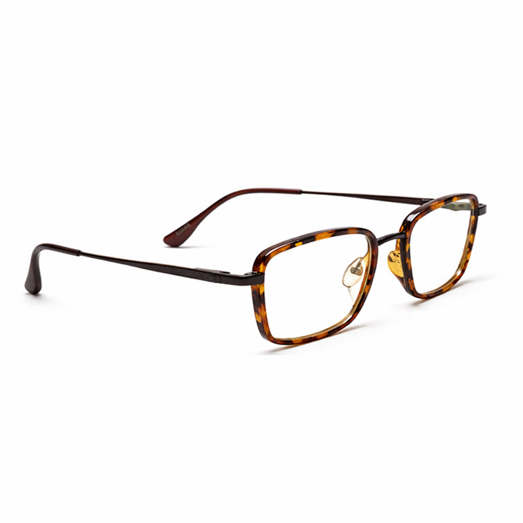 Vintage Tortoise Hybrid Frame Eyeglasses - Premium Metal & Acetate Design-zoom-