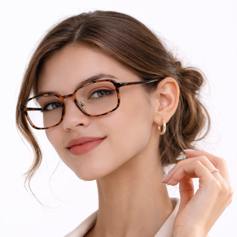 Vintage Tortoise Hybrid Frame Eyeglasses - Premium Metal & Acetate Design-zoom-5
