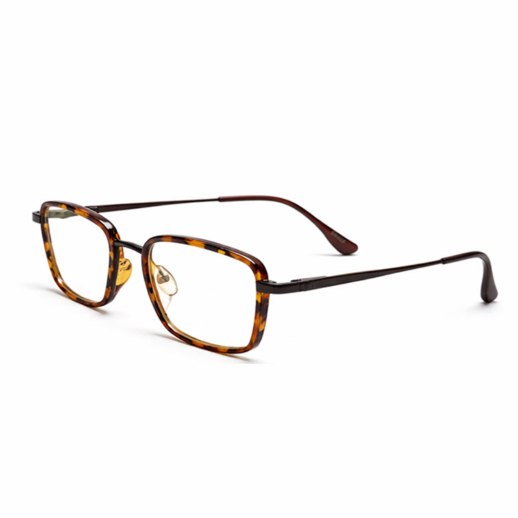 Vintage Tortoise Hybrid Frame Eyeglasses - Premium Metal & Acetate Design-zoom-2