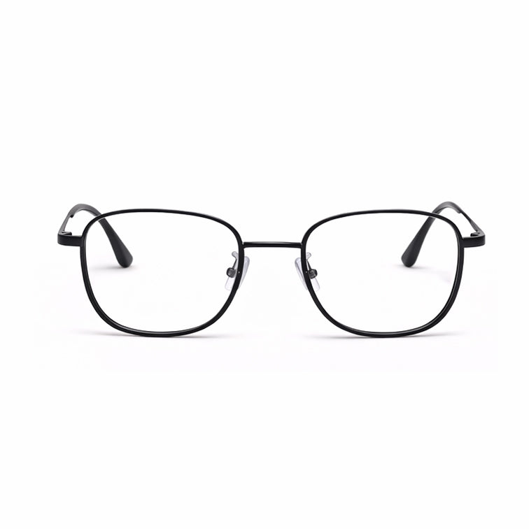 Minimalist Black Metal Frame Eyeglasses - Ultra-Lightweight Square Design