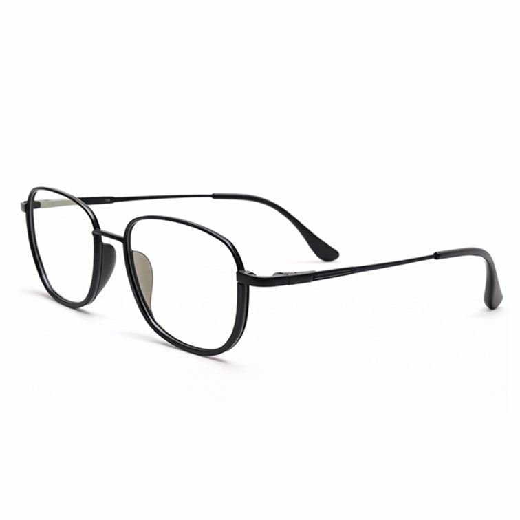 Minimalist Black Metal Frame Eyeglasses - Ultra-Lightweight Square Design