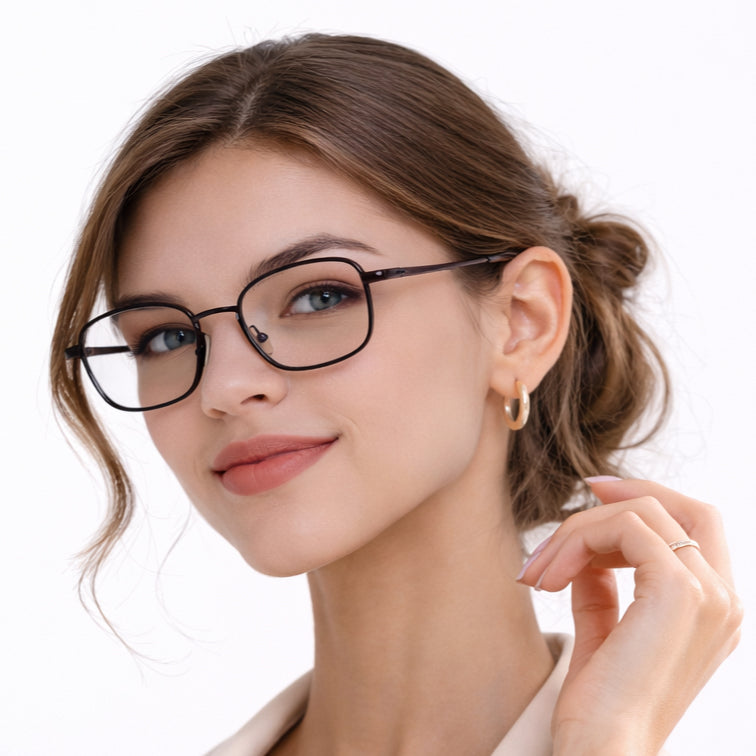 Classic Black Rounded Square Frame Eyeglasses - Versatile Everyday Design-5