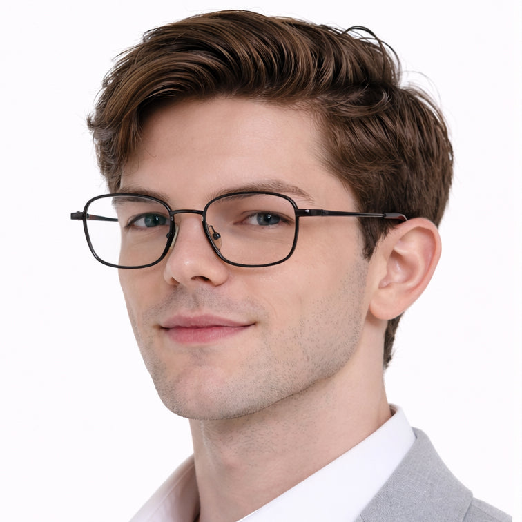 Classic Black Rounded Square Frame Eyeglasses - Versatile Everyday Design-zoom-
