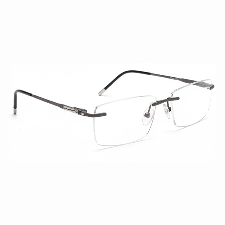 Rimless Rectangle Eyeglasses - Gunmetal Gray with Precision Temple Design-3
