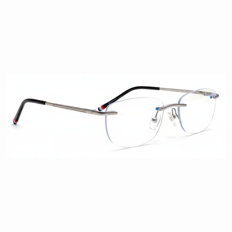 Rimless Rectangle Eyeglasses - Silver Metal with Sleek Minimalist Design-3