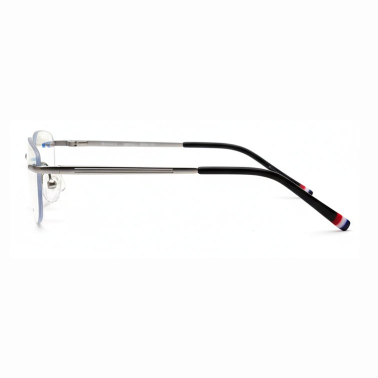 Rimless Rectangle Eyeglasses - Silver Metal with Sleek Minimalist Design-4