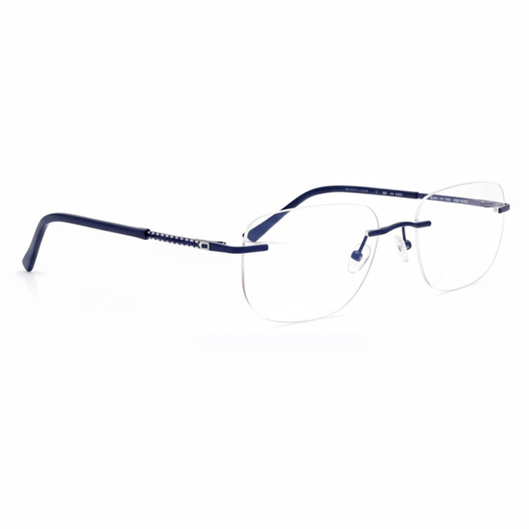 Rimless Rectangle Eyeglasses - Navy Blue with Crystal Embellished Temples-zoom-3