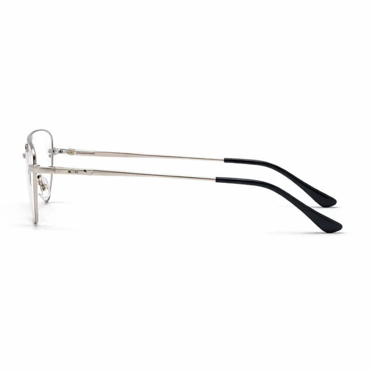 Premium Metal Rectangle Eyeglasses - Silver Full-Rim Professional Frame-zoom-