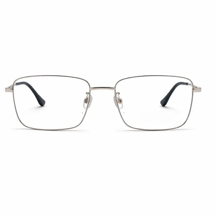 Premium Metal Rectangle Eyeglasses - Silver Full-Rim Professional Frame