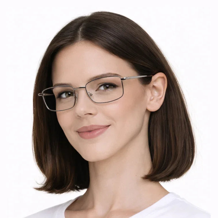 Premium Metal Rectangle Eyeglasses - Gunmetal Full-Rim Classic Frame-zoom-5