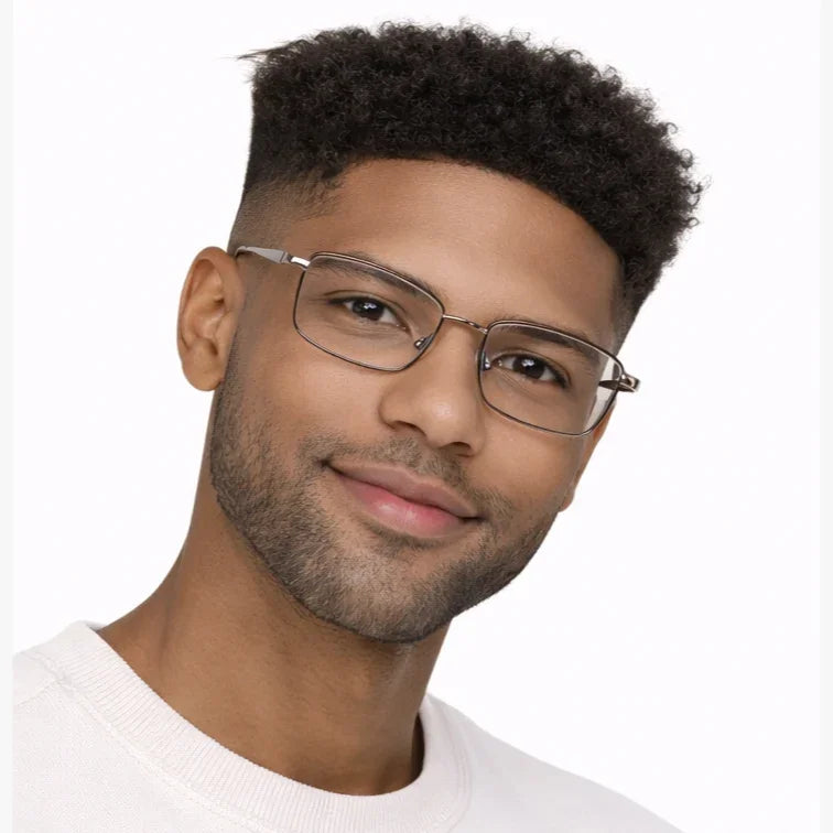 Premium Metal Rectangle Eyeglasses - Gunmetal Full-Rim Classic Frame-zoom-