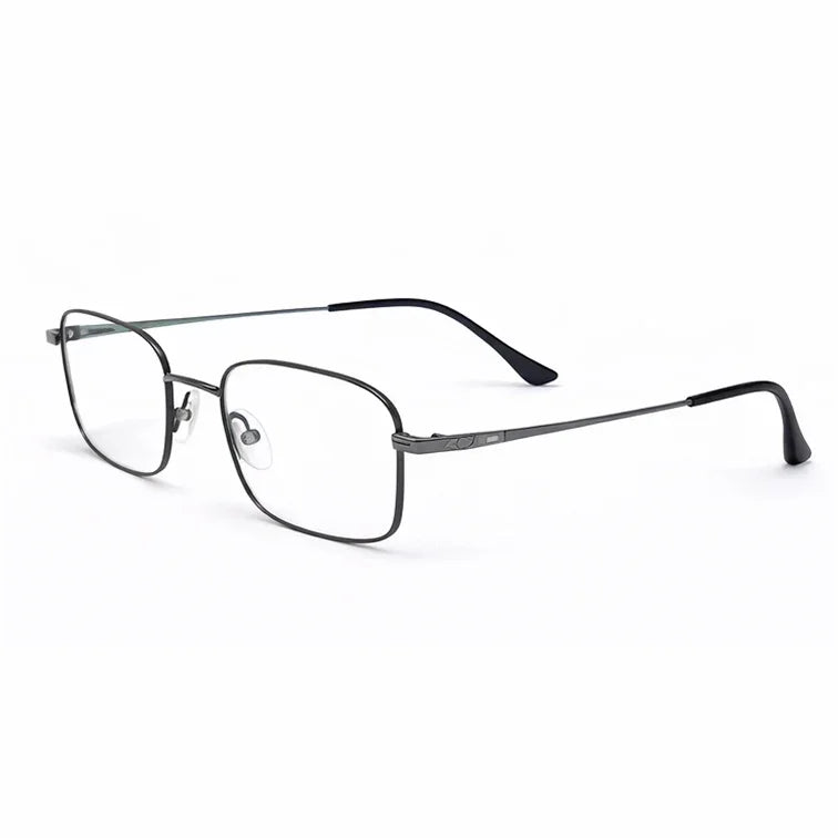 Premium Metal Rectangle Eyeglasses - Gunmetal Full-Rim Classic Frame-zoom-2