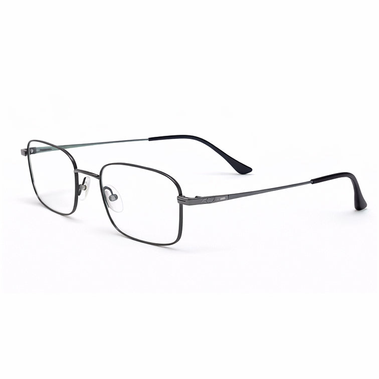 Premium Metal Rectangle Eyeglasses - Gunmetal Full-Rim Classic Frame