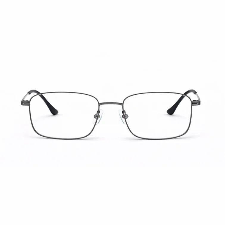 Premium Metal Rectangle Eyeglasses - Gunmetal Full-Rim Classic Frame-1
