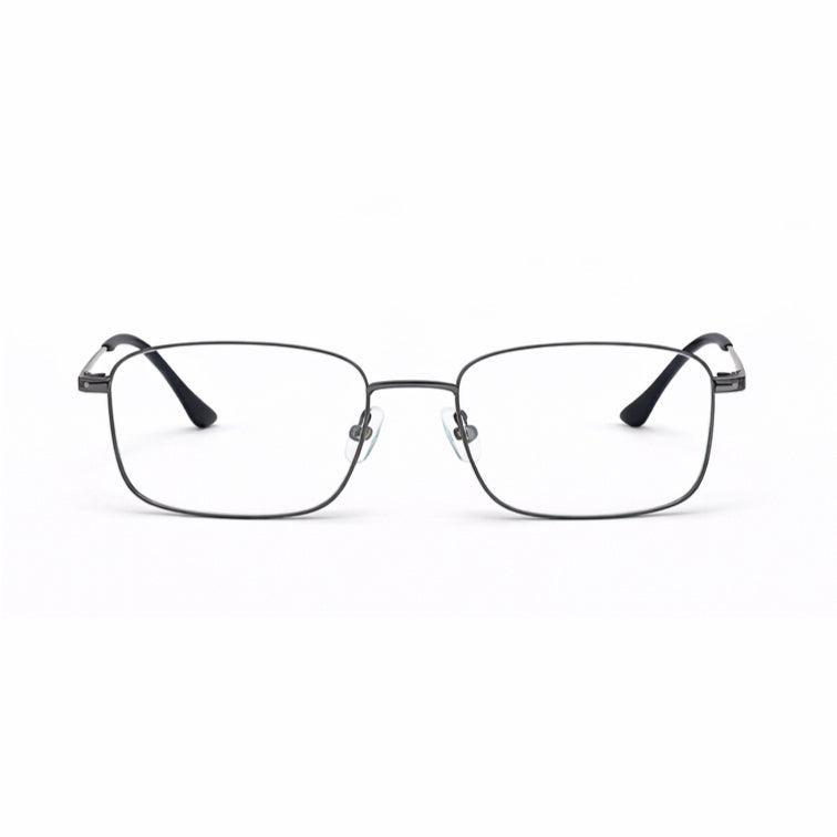 Premium Metal Rectangle Eyeglasses - Gunmetal Full-Rim Classic Frame