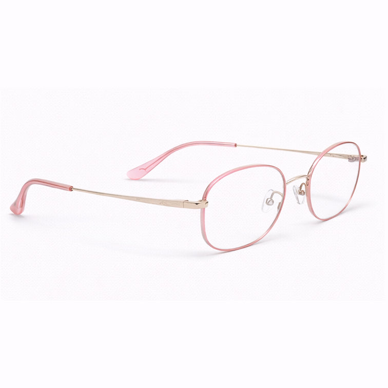 Rose Optical Frame - Pink & Silver Metal Round Eyeglasses with Delicate Design-zoom-