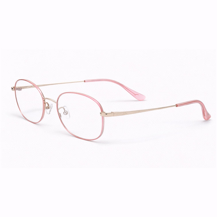 Rose Optical Frame - Pink & Silver Metal Round Eyeglasses with Delicate Design-3