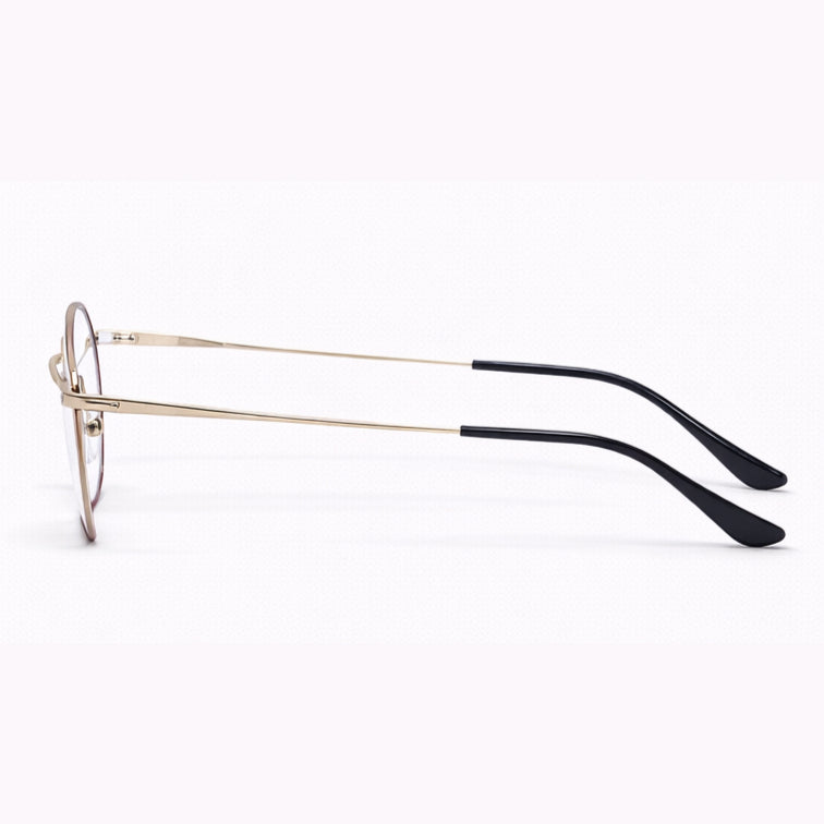 Bronze Optical Frame - Gold & Brown Metal Square Aviator Eyeglasses with Double Bridge-zoom-4
