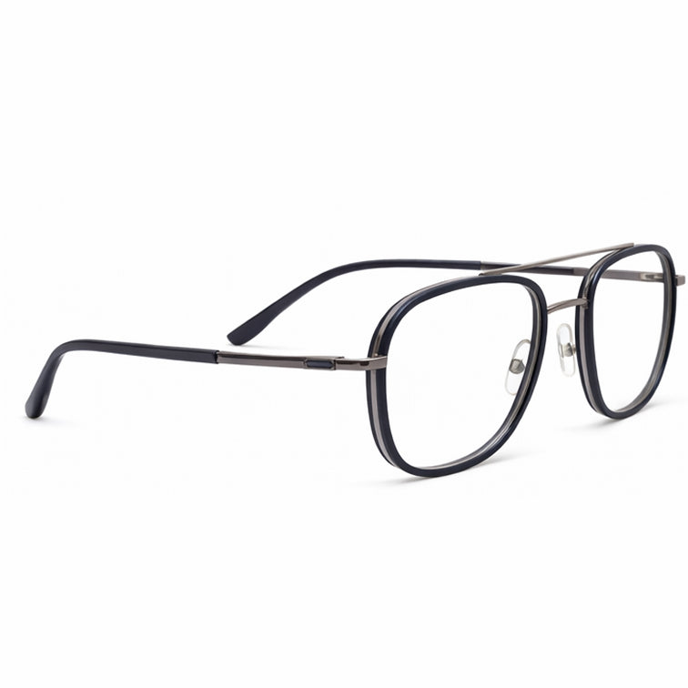 BROOKLYN Classic Optical Frame - Gunmetal & Black Square Aviator Eyeglasses with Double Bridge-2