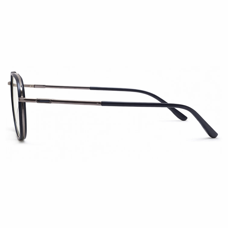 BROOKLYN Classic Optical Frame - Gunmetal & Black Square Aviator Eyeglasses with Double Bridge-zoom-