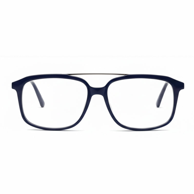 Brooklyn Modern Navigator Eyeglasses - Navy Acetate & Silver Metal-1