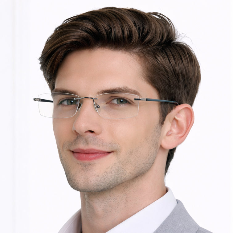 Minimalist Rimless Eyeglasses - Lightweight Titanium Frame-zoom-6