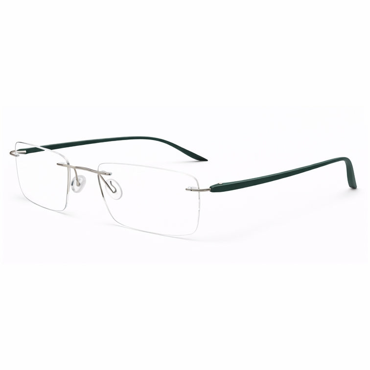 Deep Forest Green Temple Rimless Eyeglasses - Premium Lightweight Frame-zoom-