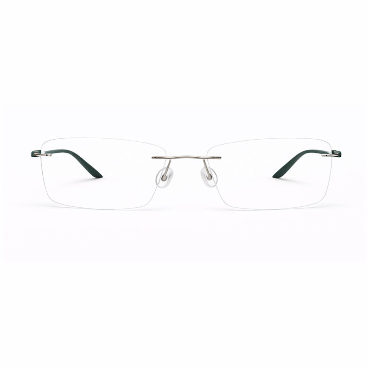 Deep Forest Green Temple Rimless Eyeglasses - Premium Lightweight Frame-zoom-1
