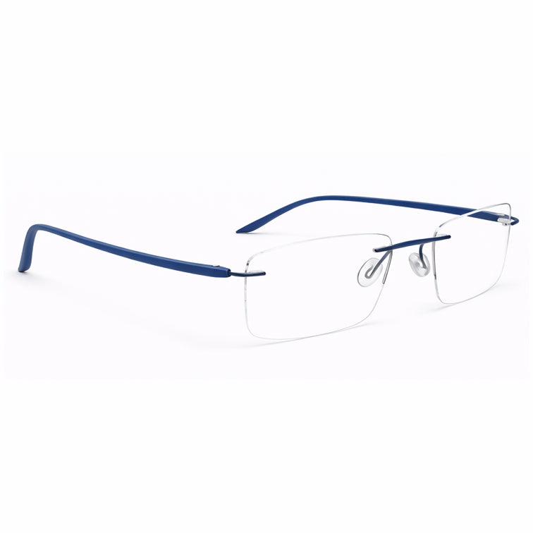 Classic Navy Blue Temple Rimless Eyeglasses - Professional Lightweight Frame-zoom-