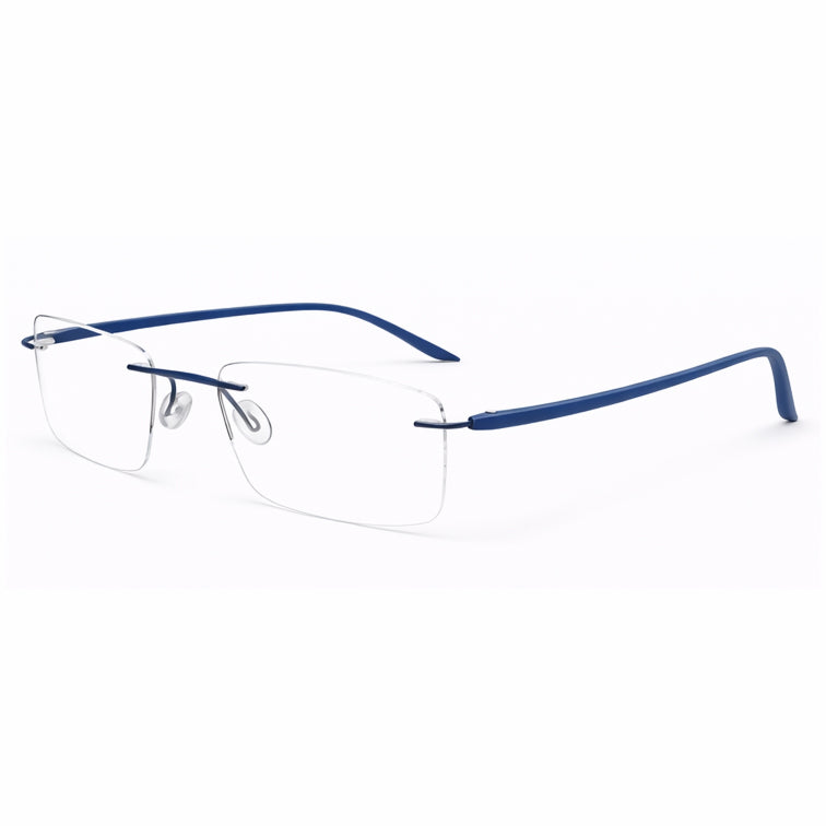 Classic Navy Blue Temple Rimless Eyeglasses - Professional Lightweight Frame-zoom-