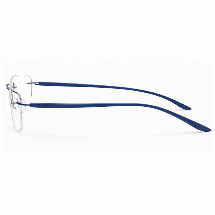 Classic Navy Blue Temple Rimless Eyeglasses - Professional Lightweight Frame-4