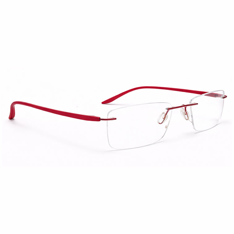 Bold Crimson Red Temple Rimless Eyeglasses - Confident Lightweight Frame-zoom-