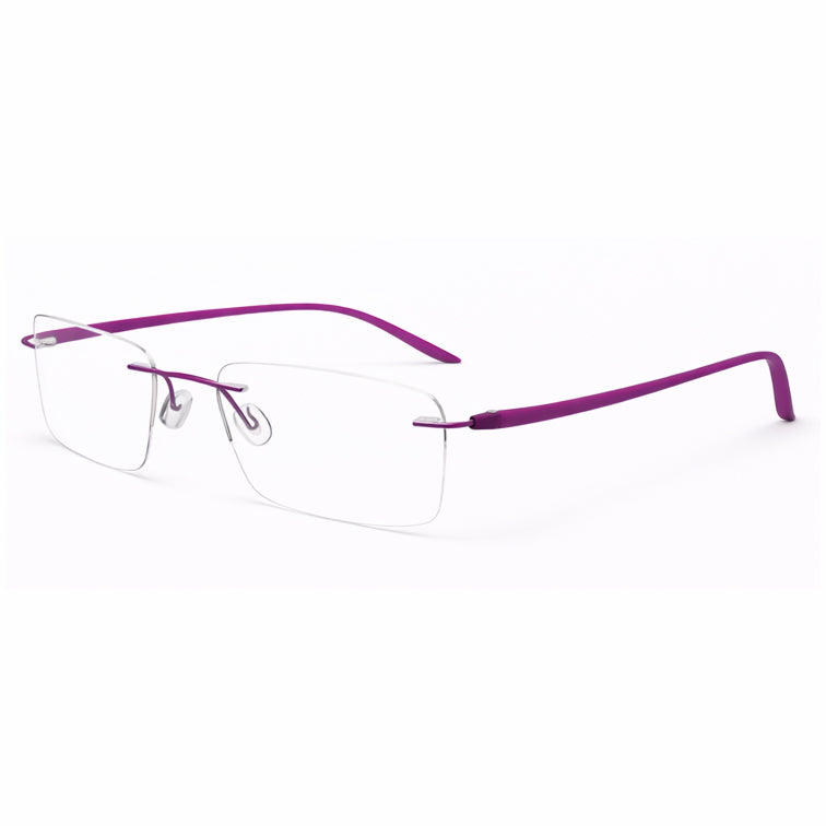 Elegant Purple Temple Rimless Eyeglasses - Refined Lightweight Frame-zoom-2