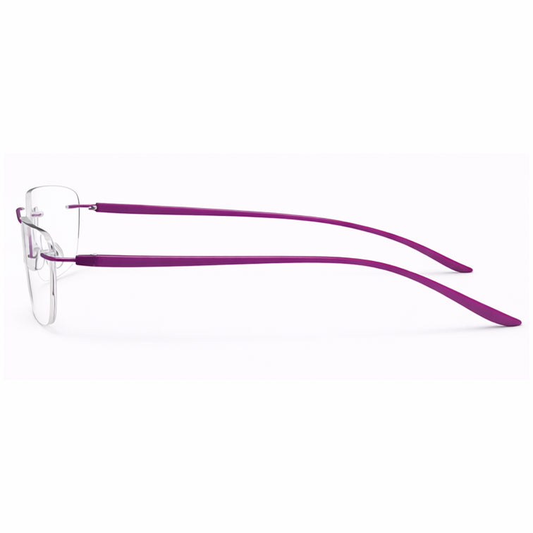 Elegant Purple Temple Rimless Eyeglasses - Refined Lightweight Frame-zoom-