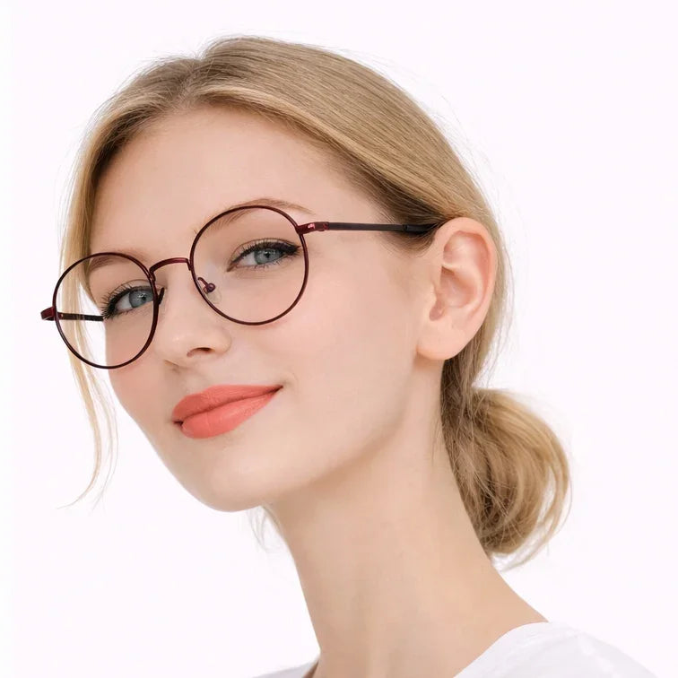 Round Prescription Eyeglasses - Brown-zoom-4