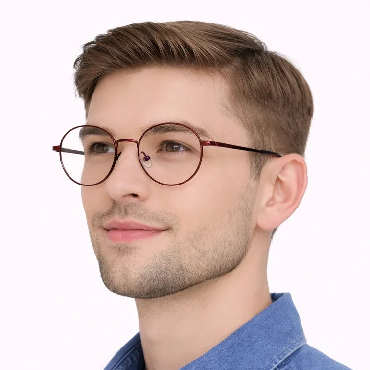 Round Prescription Eyeglasses - Brown-zoom-3