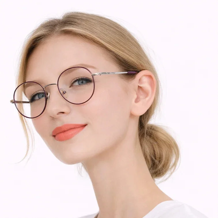 Round Prescription Eyeglasses - Brown Gold-zoom-6