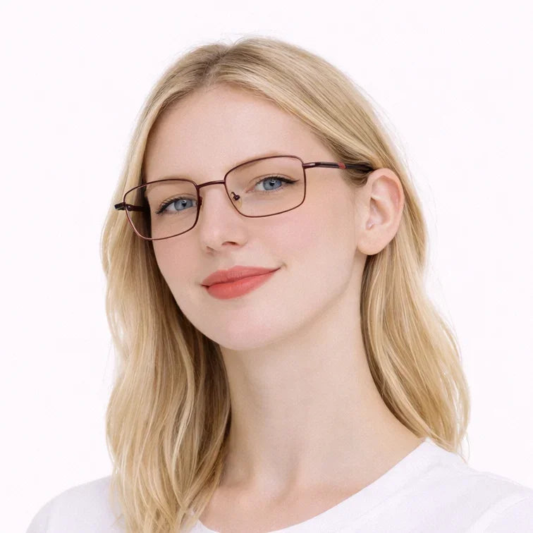 Rectangle Metal Frame Glasses-zoom-