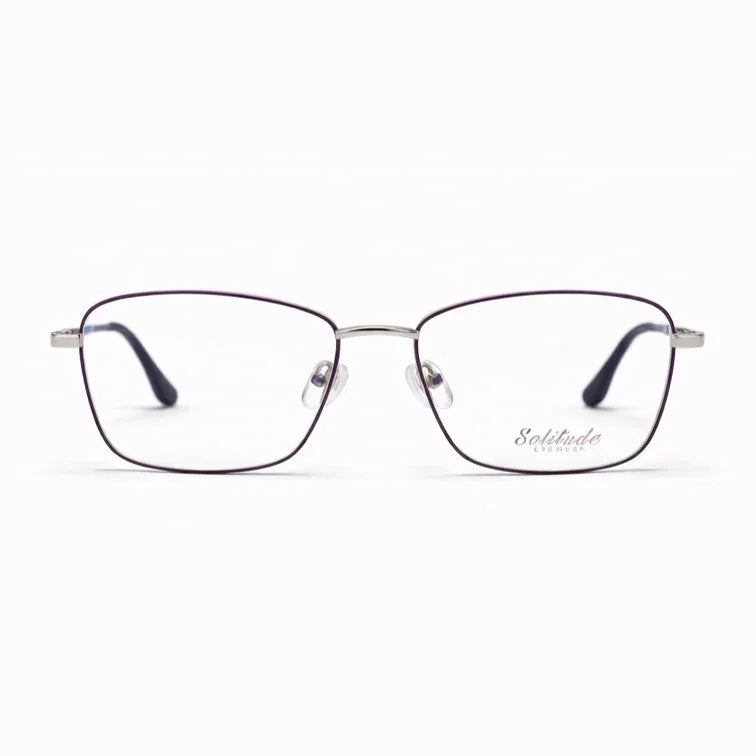 Rectangle Metal Frame Glasses - Brown-zoom-1