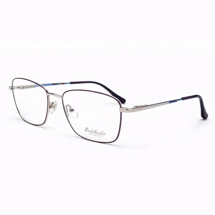 Rectangle Metal Frame Glasses - Brown-2